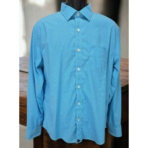 Untuckit Mens Slim Fit Blue Check Button-Down Shirt Large